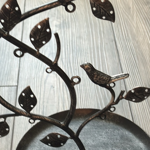 Metal Jewelry Display BRANCHES BIRDS Organizer Holder Stand Silver/ Gray Tray 15 - Picture 5 of 8